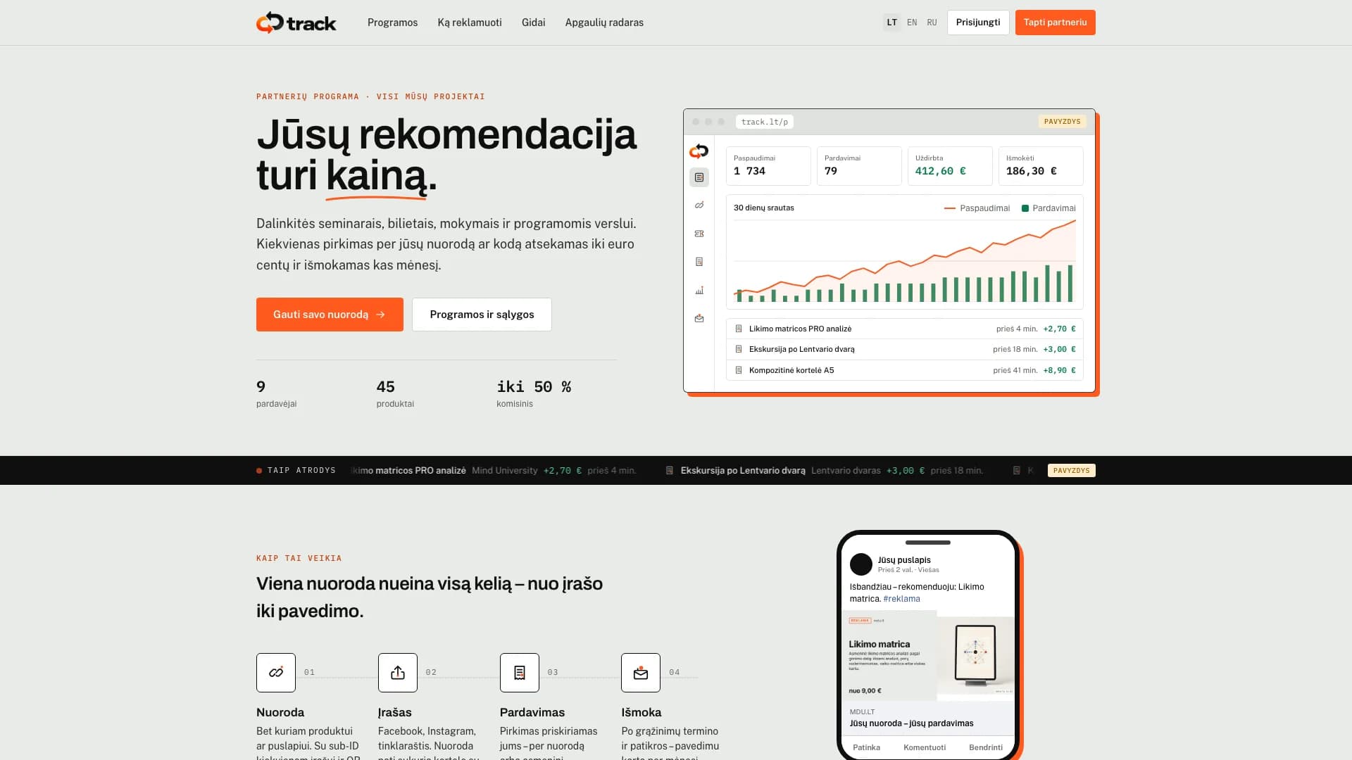 track.lt – pradžios puslapis